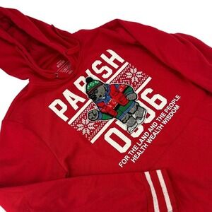 Parish‎ Nation Hoodie Mens Medium Hoodie Red Bear Graphic Health Wealth Wisdom